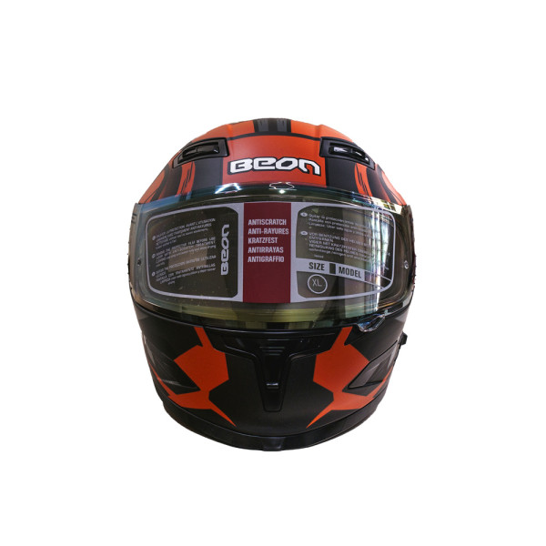 Мотошолом інтеграл Beon R MATT TITAN/ORANGE (матовий титан/помаранчевий) розмір ХL