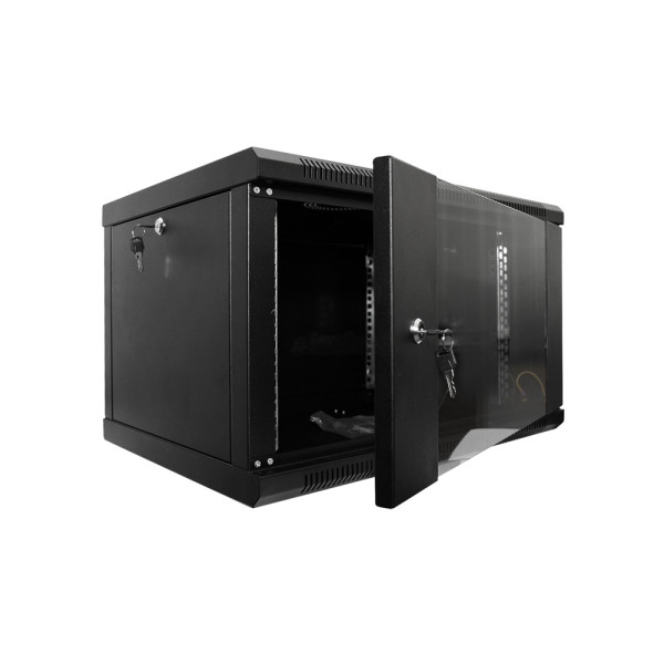 Шафа серверна SteelNet 4U 600 x 450 для мережевого обладнання (скло, чорний)
