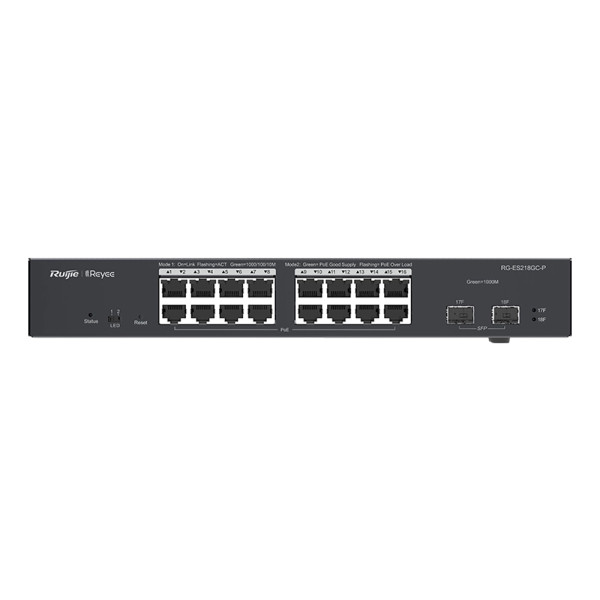 PoE-комутатор Ruijie Reyee RG-ES218GC-P 18-портовий гігабітний інтелектуальний