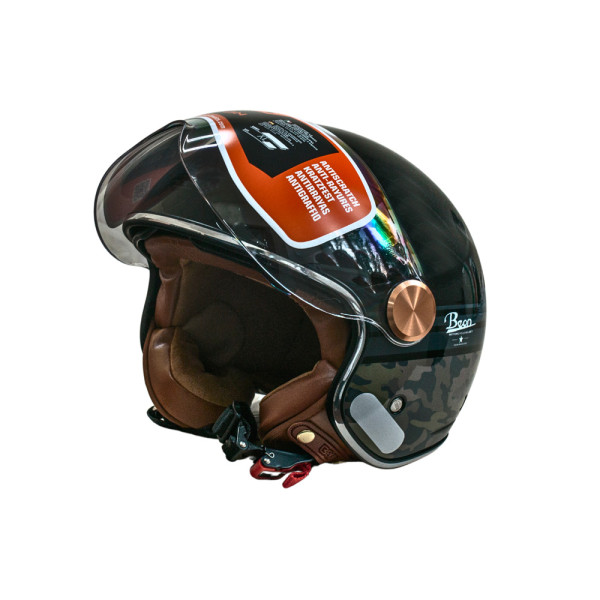 Мотошолом відкритий Beon B-120 27 SHINY BLACK (глянець чорний), розмір L