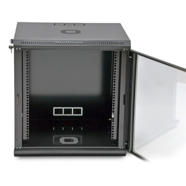 Шафа серверна SteelNet 12U 600 x 450 для мережевого обладнання (скло, чорний)