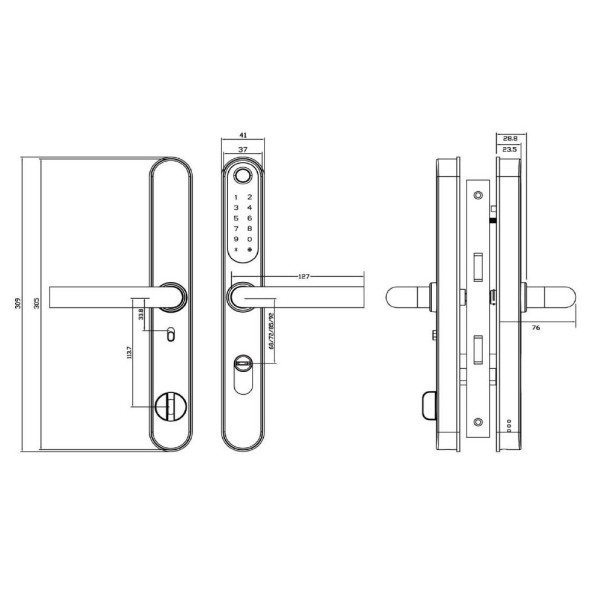 Розумний дверний біометричний замок SEVEN LOCK SL-7761BF silver (без врізної частини)