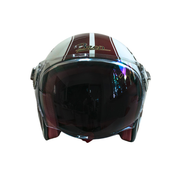 Мотошолом відкритий Beon B-108A ABS SUPER SPORT SHINY CREAM/RED (глянець кремовий/червоний), розмір XL