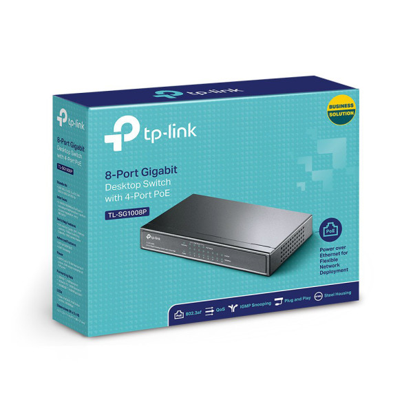PoE-комутатор TP-Link TL-SG1008P 8-портовий гігабітний з 4 PoE+ портами некерований