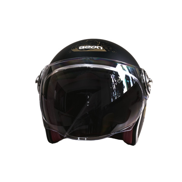 Мотошолом відкритий Beon B-108A ABS LOVE SHINY BLACK/GOLD (глянець чорний/золотий), розмір XXL