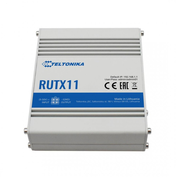 Бездротовий маршрутизатор Teltonika RUTX11 industrial, AC1200, BLE, 1xGE WAN, 3xGE LAN, 2xSIM