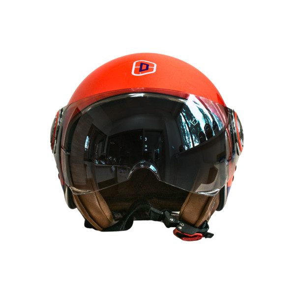 Мотошолом відкритий Beon B-110B CIRCLE SHINY ORANGE/WHITE/BLUE (глянець помаранчевий/білий/синій), розмір XL