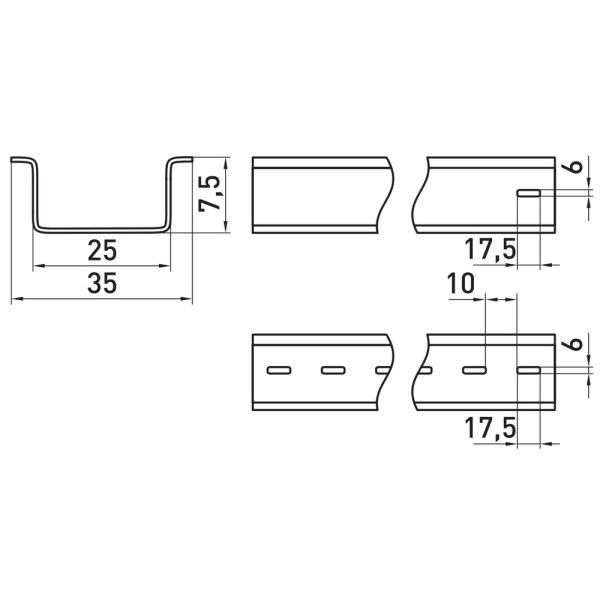 DIN-рейка e.din.stand.rail.101.25 Enext 25 см перфорована