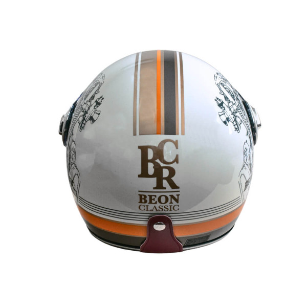 Мотошолом відкритий Beon B-108A ABS 203 SHINY CREAM/ORANGE (глянець кремовий/помаранчевий), розмір L