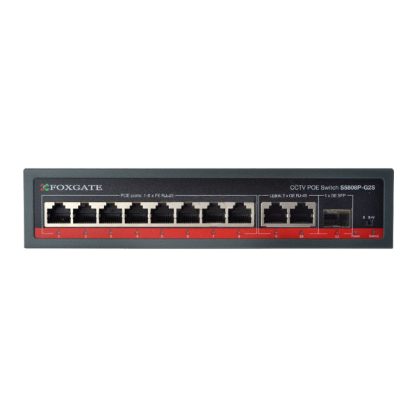 PoE-комутатор FoxGate S5808P-G2S CCTV 8-портовий некерований
