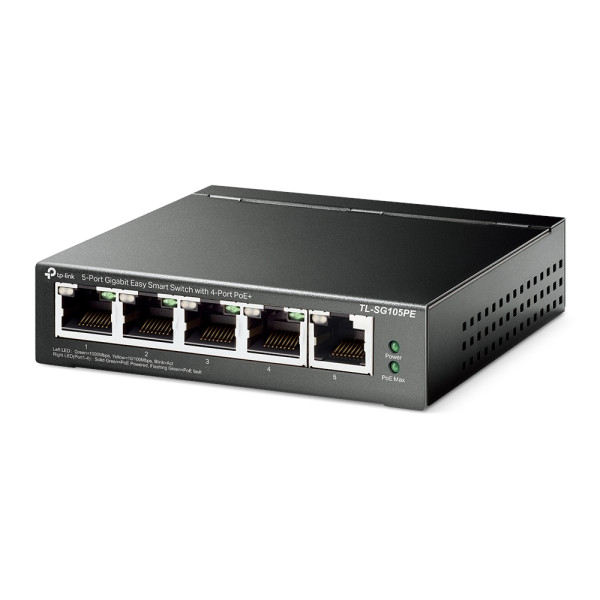 PoE-комутатор TP-Link EasySmart TL-SG105PE гігабітний 5-портовий з 4 PoE+ портами керований