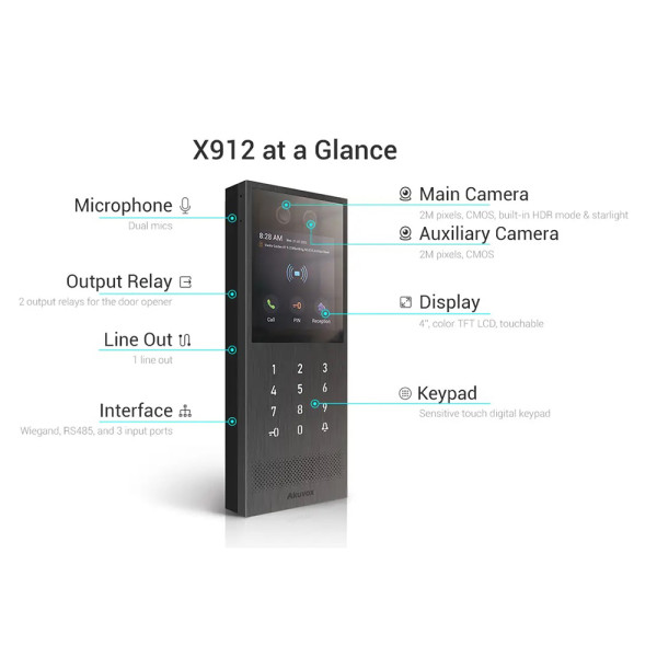 Багатоабонентна панель виклику Akuvox X912S з розпізнаванням обличчя, NFC та Bluetooth