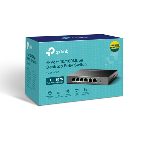 PoE-комутатор TP-Link TL-SF1006P 6-портовий з 4 PoE+ портами некерований