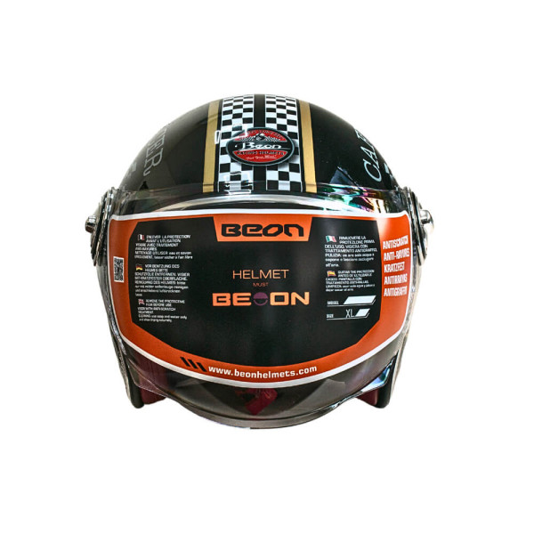 Мотошолом відкритий Beon B-108A ABS MOTO SHINY BLACK/GOLD (глянець чорний/золотий), розмір XL