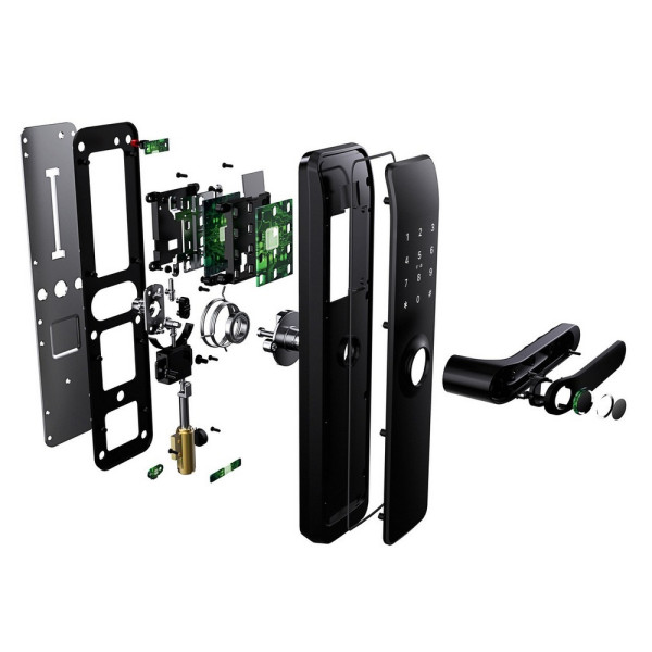 Розумний дверний біометричний замок SEVEN LOCK SL-7767BF black (врізна частина 6068 Auto)