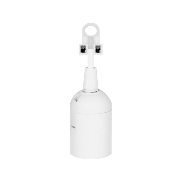 Патрон пластиковий підвісний e.lamp socket pendant.E27.pl.white, Е27, з кабелем 15 см і клемною колодкою, білий