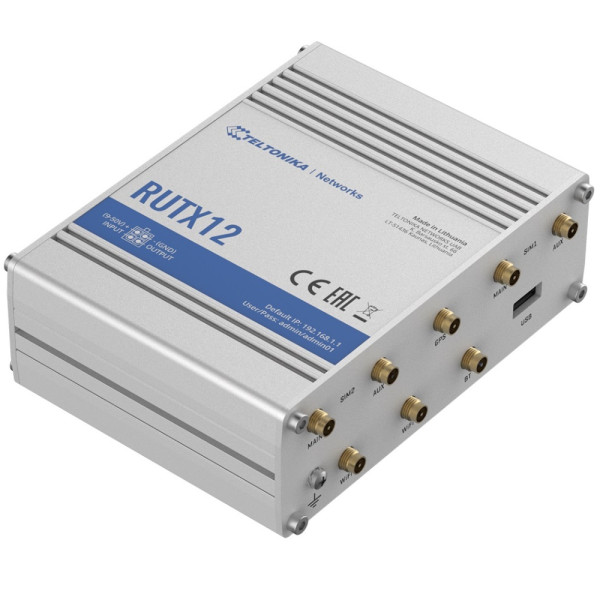 Бездротовий маршрутизатор Teltonika RUTX12 2 x 4G (LTE), AC1200, 1xGE WAN, 3xGE LAN, 2xSIM (RUTX12000000) з двома модемами