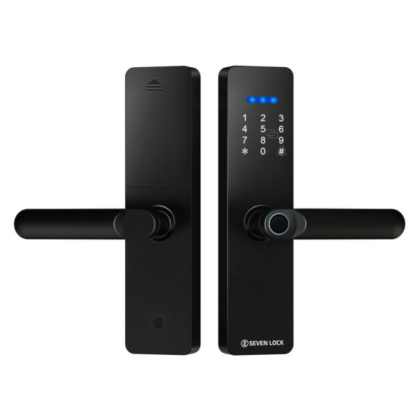Розумний дверний біометричний замок SEVEN LOCK SL-7740BF black (врізна частина 5050)