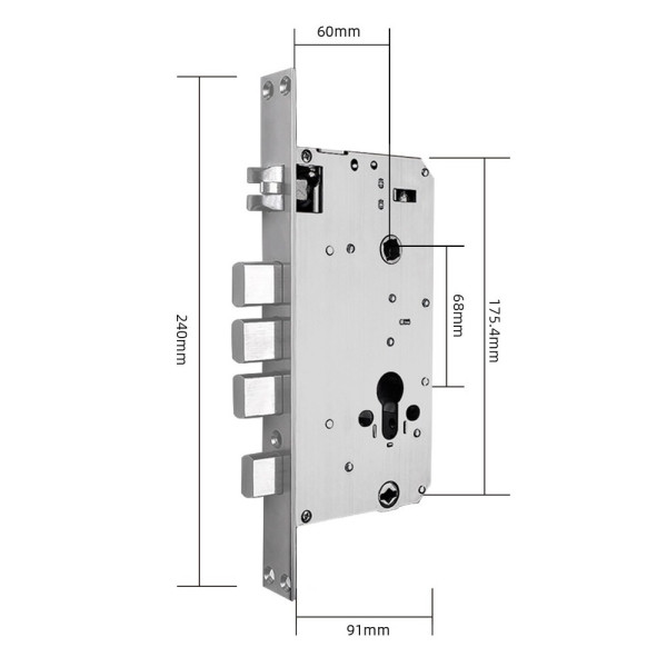 Розумний дверний біометричний замок SEVEN LOCK SL-7767BF black (врізна частина 6068 Auto)