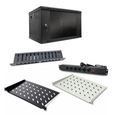 Комплект: Шафа серверна SteelNet 7U 600 x 400 черный + Блок розеток 1U 19