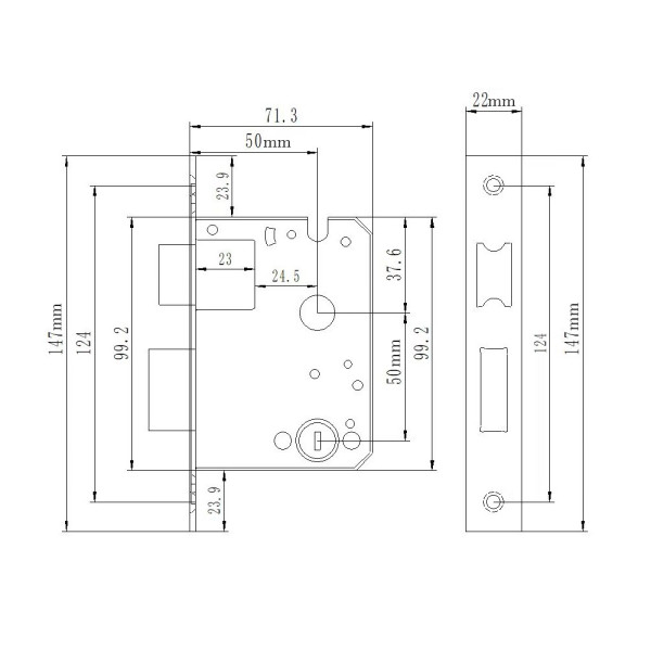 Розумний дверний біометричний замок SEVEN LOCK SL-7740BF black (врізна частина 5050)