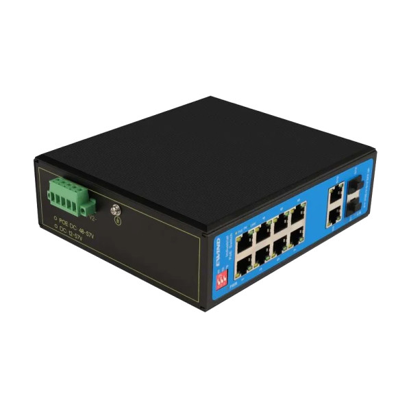 Промисловий 12-портовий PoE-комутатор Ewind EW-PIS1712-8FE з 8 портами PoE та 2 портами SFP