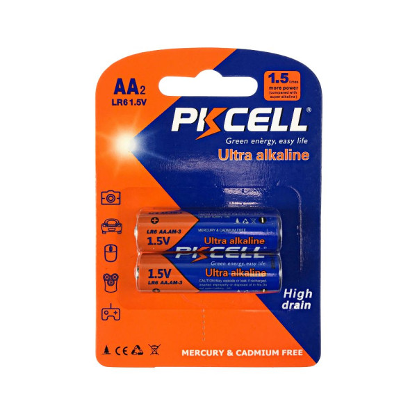 Комплект з 20 батарейок PKCELL Ultra Alkaline AA LR6 1.5V по 2шт./блістер
