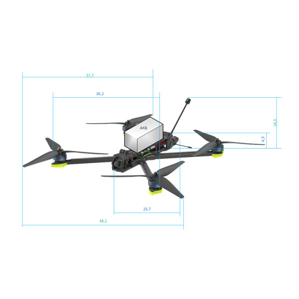 Дрон FPV Шпак 8 дюймів у комплекті з акумулятором 6s2p