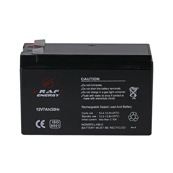 Акумуляторна батарея 12В 7Аг Kraft 12V7Ah/20Hr F2 AGM свинцево-кислотна
