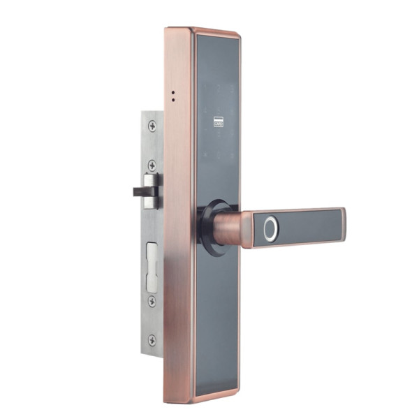 Замок біометричний автономний Trinix TRL-5109BTF Red Bronze Right з Bluetooth, зчитувачем відбитків пальців і карт Mifare