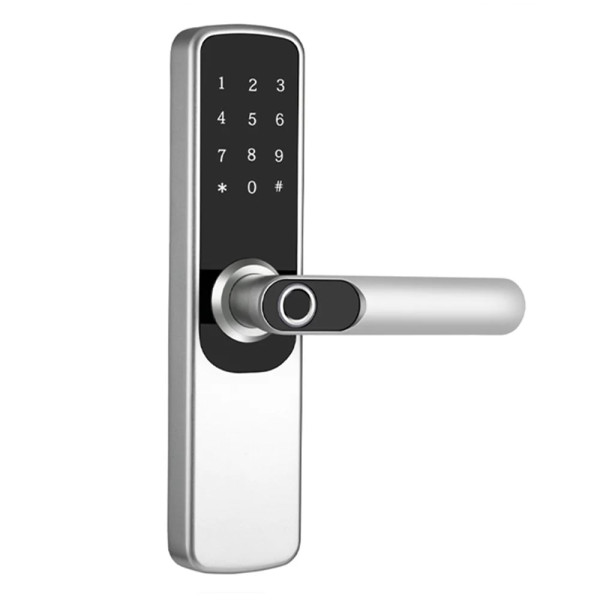 Замок біометричний автономний Trinix TRL-5204BTF Silver з Bluetooth, зчитувачем відбитків пальців і карт Mifare