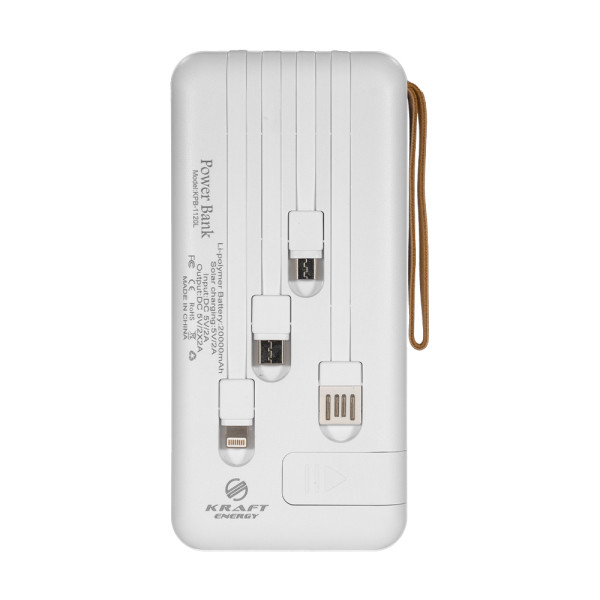 Повербанк 20000mAh Power Bank Kraft KPB-1120L White LED-ліхтар