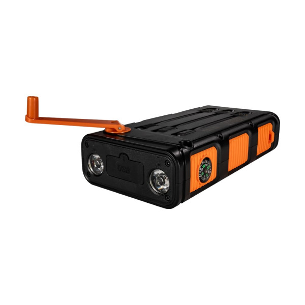 Повербанк з сонячною панеллю 30000mAh Power Bank Kraft KPB-U1930HCSL Orange ліхтар, динамогенератор