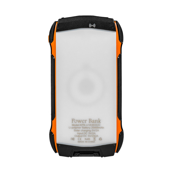 Повербанк з сонячною панеллю 20000mAh Power Bank Kraft KPB-U1820WCS Orange бездротова зарядка