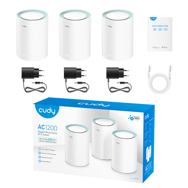 Маршрутизатор WiFi Mesh-система WiFi 5 Cudy M1300 (3-Pack) 3 штуки дводіапазонні гігабітні AC1200