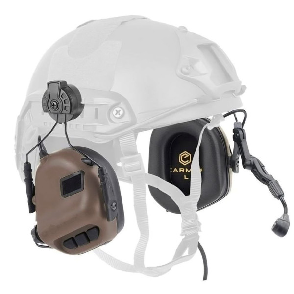 Активні захисні навушники Earmor M32H (CB) Coyote Brown з гарнітурою та кріпленням на шолом