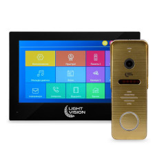 Комплект відеодомофона Light Vision: домофон 7" SINGAPORE (AI) FHD Black та відеопанель RIO FHD Gold