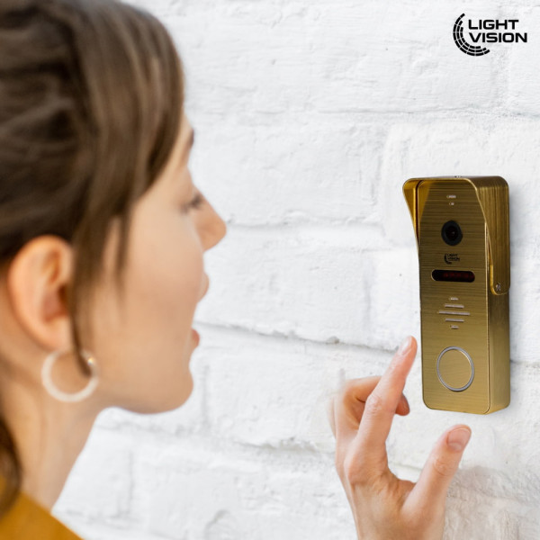 Комплект відеодомофона Light Vision: домофон 7" SINGAPORE (AI) FHD White та відеопанель RIO FHD Gold