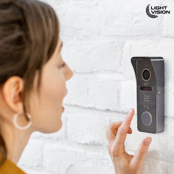 Комплект відеодомофона Light Vision: домофон 7" SINGAPORE (AI) FHD White та відеопанель RIO FHD Grey