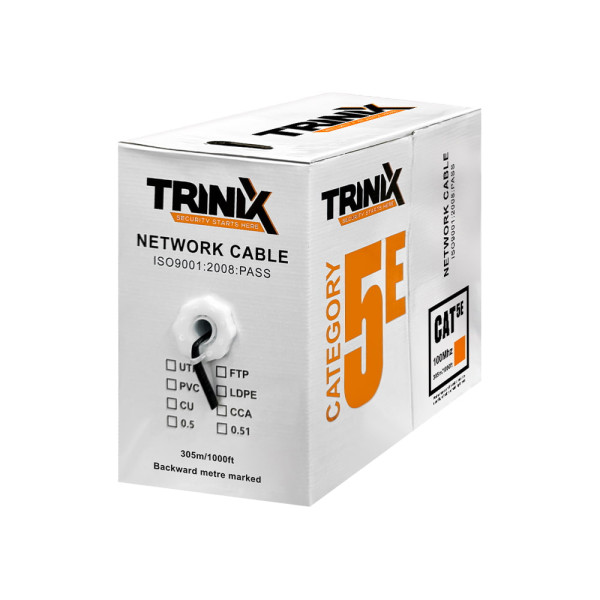 Кабель вита пара UTP CAT5E CCA 0.51mm PVC Indoor Trinix 305m