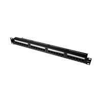 Патч-панель 24 порти NVC-PN-01/24 CAT5/CAT6 19" 1U неекранована, з заднім організатором кабелю