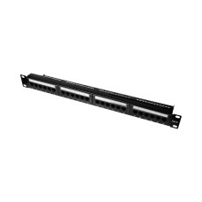 Патч-панель 24 порти NVC-PN-01/24 CAT5/CAT6 19" 1U неекранована, з заднім організатором кабелю