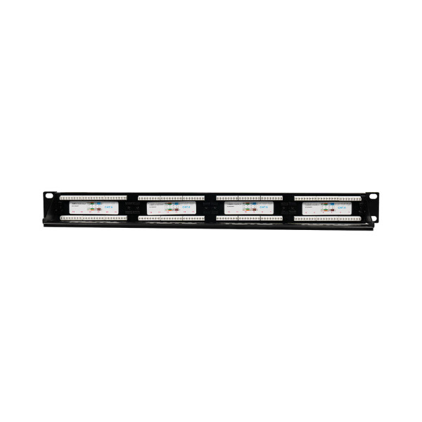 Патч-панель 24 порти NVC-PN-01/24 CAT5/CAT6 19" 1U неекранована, з заднім організатором кабелю