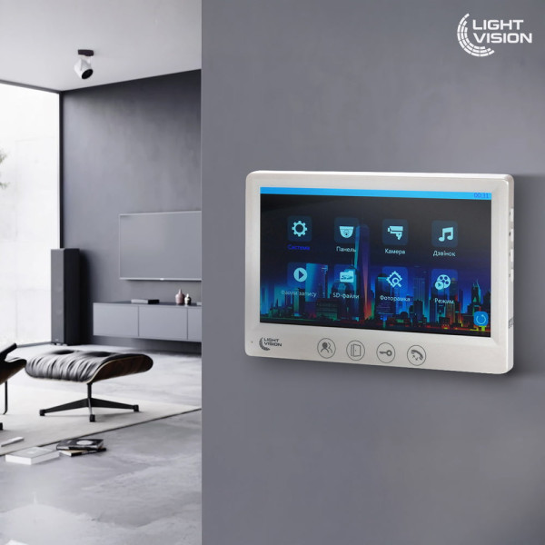 Комплект відеодомофона Light Vision: домофон 7" AMSTERDAM FHD White та відеопанель 2Mp White