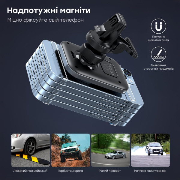 Автомобільний зарядний пристрій Choetech T206-F Black бездротова зарядка, магнітне кріплення
