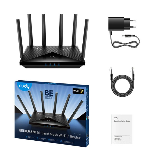 WiFi 7 Mesh-маршрутизатор 2.5G Cudy WR11000 тридіапазонний BE11000