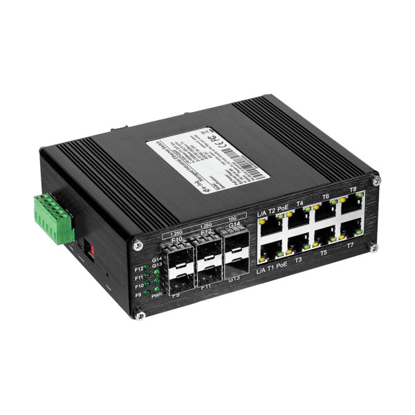 PoE-комутатор 14-портовий керований L2+ ETH-IMC2408MP гігабітний з 8 портами PoE, 240W