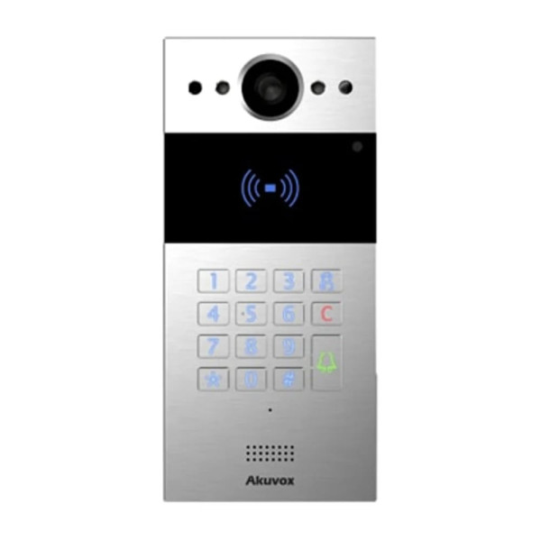 IP-відеопанель багатоабонентська 2Mp Akuvox R20K Silver зі зчитувачем EM-Marine / Mifare / NFC