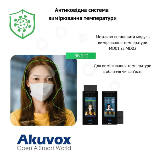 IP-відеопанель багатоабонентська 2Mp Akuvox E16C з екраном 5", розпізнаванням облич та зчитувачем Mifare / NFC / BLE / QR