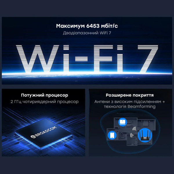 WiFi 7 Mesh-маршрутизатор 2.5G Cudy WR6500H дводіапазонний BE6500